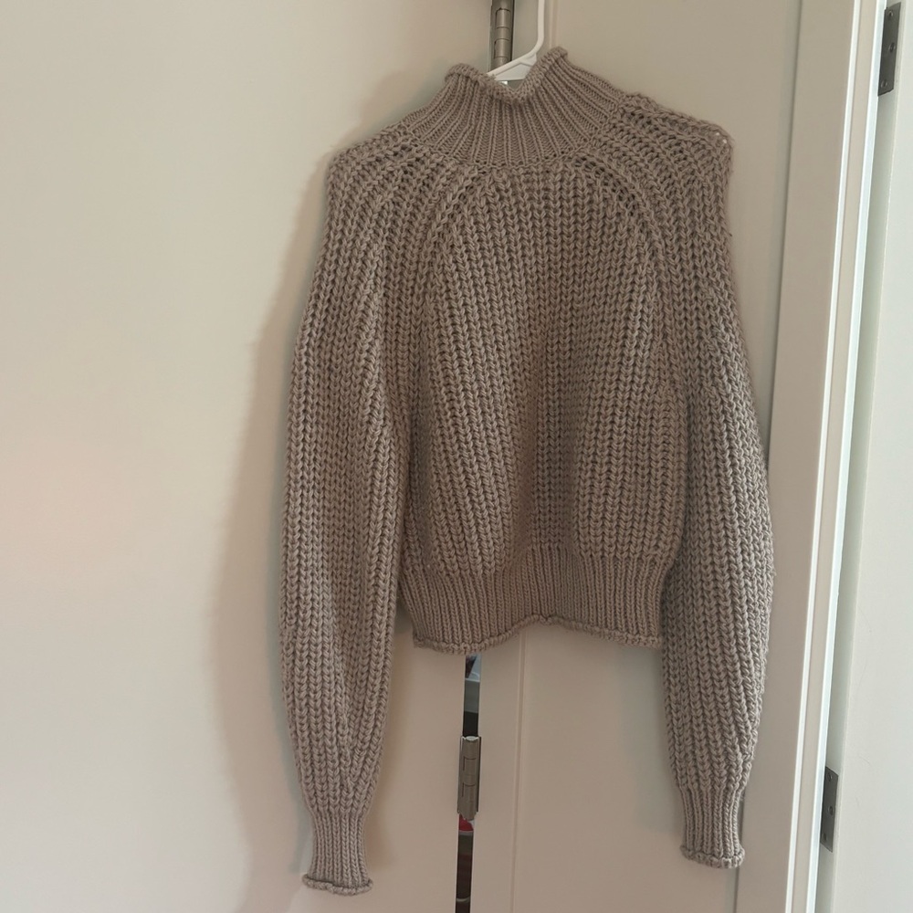 Women's Taupe Turtleneck Sweater